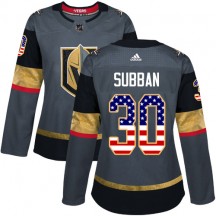 Women's Adidas Vegas Golden Knights Malcolm Subban Gold Gray USA Flag Fashion Jersey - Authentic