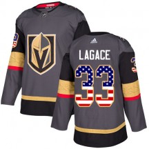 Youth Adidas Vegas Golden Knights Maxime Lagace Gold Gray USA Flag Fashion Jersey - Authentic