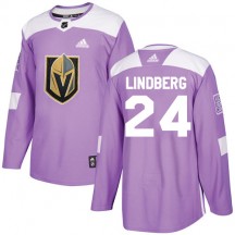 Men's Adidas Vegas Golden Knights Oscar Lindberg Purple Fights Cancer Practice Jersey - Authentic