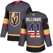 Men's Adidas Vegas Golden Knights Pierre-Edouard Bellemare Gold Gray USA Flag Fashion Jersey - Authentic