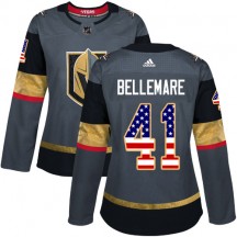 Women's Adidas Vegas Golden Knights Pierre-Edouard Bellemare Gold Gray USA Flag Fashion Jersey - Authentic