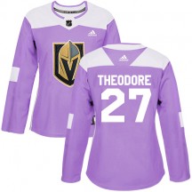 Women's Adidas Vegas Golden Knights Shea Theodore Purple Fights Cancer Practice Jersey - Authentic