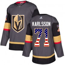Men's Adidas Vegas Golden Knights William Karlsson Gold Gray USA Flag Fashion Jersey - Authentic