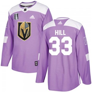 Men's Adidas Vegas Golden Knights Adin Hill Purple Fights Cancer Practice 2023 Stanley Cup Final Jersey - Authentic