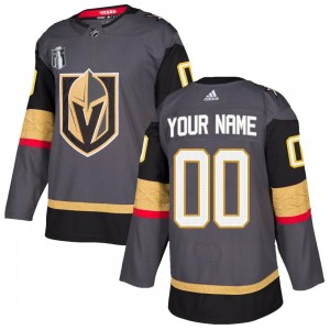 Men's Adidas Vegas Golden Knights Custom Gold Custom Gray Home 2023 Stanley Cup Final Jersey - Authentic
