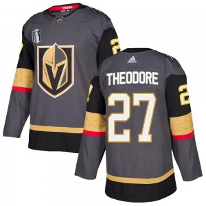 Men's Adidas Vegas Golden Knights Shea Theodore Gold Gray Home 2023 Stanley Cup Final Jersey - Authentic