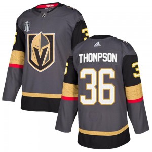 Men's Adidas Vegas Golden Knights Logan Thompson Gold Gray Home 2023 Stanley Cup Final Jersey - Authentic