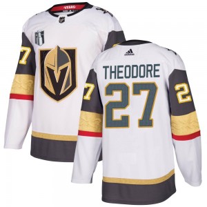 Men's Adidas Vegas Golden Knights Shea Theodore Gold White Away 2023 Stanley Cup Final Jersey - Authentic