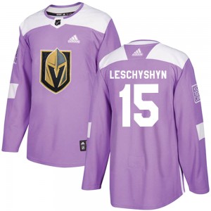 Men's Adidas Vegas Golden Knights Jake Leschyshyn Purple Fights Cancer Practice Jersey - Authentic