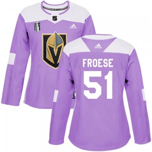 Women's Adidas Vegas Golden Knights Byron Froese Purple Fights Cancer Practice 2023 Stanley Cup Final Jersey - Authentic