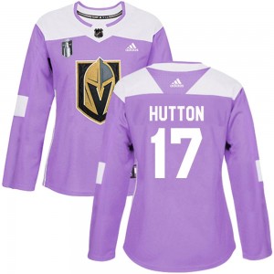 Women's Adidas Vegas Golden Knights Ben Hutton Purple Fights Cancer Practice 2023 Stanley Cup Final Jersey - Authentic