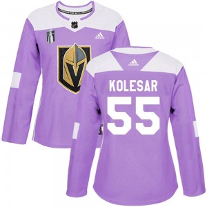 Women's Adidas Vegas Golden Knights Keegan Kolesar Purple Fights Cancer Practice 2023 Stanley Cup Final Jersey - Authentic