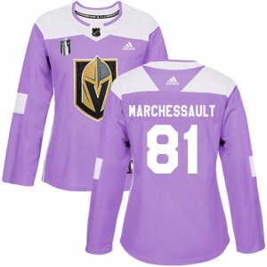 Women's Adidas Vegas Golden Knights Jonathan Marchessault Purple Fights Cancer Practice 2023 Stanley Cup Final Jersey - Authenti