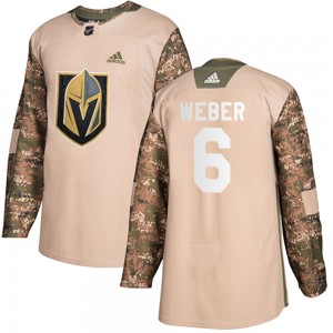 Men's Adidas Vegas Golden Knights Shea Weber Gold Camo Veterans Day Practice Jersey - Authentic