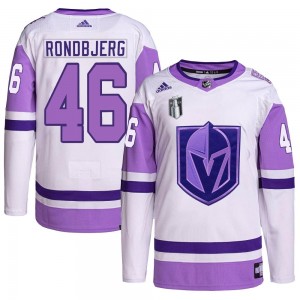 Youth Adidas Vegas Golden Knights Jonas Rondbjerg White/Purple Hockey Fights Cancer Primegreen 2023 Stanley Cup Final Jersey - A