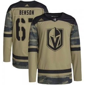 Youth Adidas Vegas Golden Knights Tyler Benson Gold Camo Military Appreciation Practice Jersey - Authentic