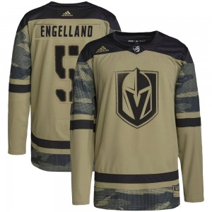 Youth Adidas Vegas Golden Knights Deryk Engelland Gold Camo Military Appreciation Practice Jersey - Authentic