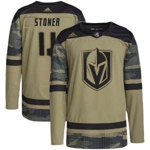 Youth Adidas Vegas Golden Knights Clayton Stoner Gold Camo Military Appreciation Practice Jersey - Authentic