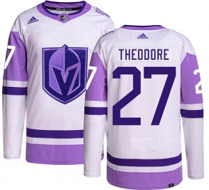 Youth Adidas Vegas Golden Knights Shea Theodore Gold Hockey Fights Cancer Jersey - Authentic