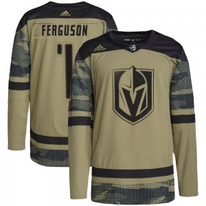 Men's Adidas Vegas Golden Knights Dylan Ferguson Gold Camo Military Appreciation Practice Jersey - Authentic
