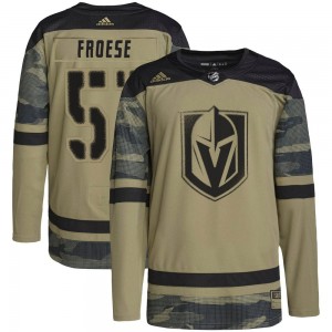 Men's Adidas Vegas Golden Knights Byron Froese Gold Camo Military Appreciation Practice Jersey - Authentic