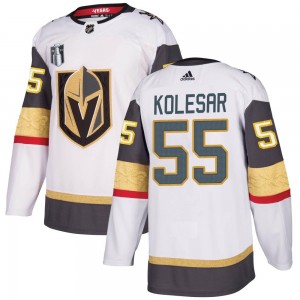 Youth Adidas Vegas Golden Knights Keegan Kolesar Gold White Away 2023 Stanley Cup Final Jersey - Authentic