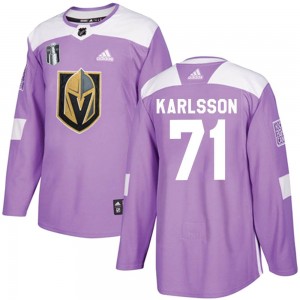 Youth Adidas Vegas Golden Knights William Karlsson Purple Fights Cancer Practice 2023 Stanley Cup Final Jersey - Authentic