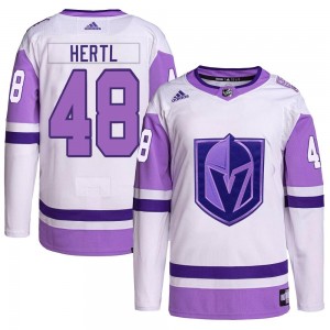 Men's Adidas Vegas Golden Knights Tomas Hertl White/Purple Hockey Fights Cancer Primegreen Jersey - Authentic