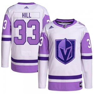 Men's Adidas Vegas Golden Knights Adin Hill White/Purple Hockey Fights Cancer Primegreen Jersey - Authentic