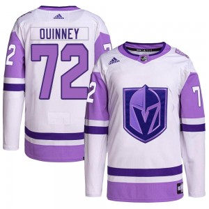 Men's Adidas Vegas Golden Knights Gage Quinney White/Purple Hockey Fights Cancer Primegreen Jersey - Authentic