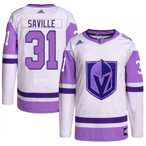Men's Adidas Vegas Golden Knights Isaiah Saville White/Purple Hockey Fights Cancer Primegreen Jersey - Authentic