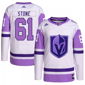 Men's Adidas Vegas Golden Knights Mark Stone White/Purple Hockey Fights Cancer Primegreen Jersey - Authentic