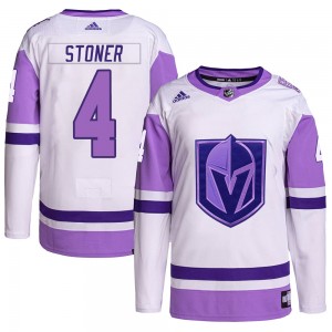 Men's Adidas Vegas Golden Knights Clayton Stoner White/Purple Hockey Fights Cancer Primegreen Jersey - Authentic