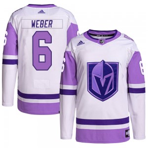 Men's Adidas Vegas Golden Knights Shea Weber White/Purple Hockey Fights Cancer Primegreen Jersey - Authentic