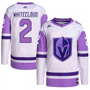 Men's Adidas Vegas Golden Knights Zach Whitecloud White/Purple Hockey Fights Cancer Primegreen Jersey - Authentic