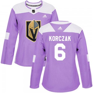 Women's Adidas Vegas Golden Knights Kaedan Korczak Purple Fights Cancer Practice Jersey - Authentic