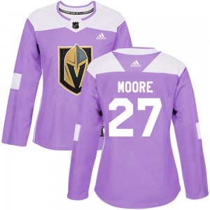 Women's Adidas Vegas Golden Knights John Moore Purple Fights Cancer Practice Jersey - Authentic