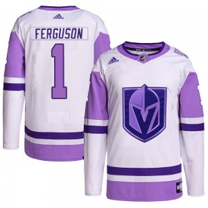 Youth Adidas Vegas Golden Knights Dylan Ferguson White/Purple Hockey Fights Cancer Primegreen Jersey - Authentic