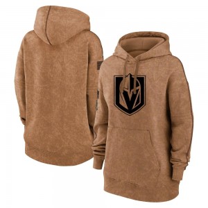 Women's Vegas Golden Knights Gold Brown 2023 Salute to Service Pullover Hoodie -