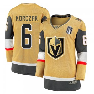 Women's Fanatics Branded Vegas Golden Knights Kaedan Korczak Gold Breakaway 2020/21 Alternate 2023 Stanley Cup Final Jersey - Pr