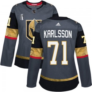Women's Adidas Vegas Golden Knights William Karlsson Gold Gray Home 2023 Stanley Cup Final Jersey - Authentic