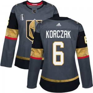 Women's Adidas Vegas Golden Knights Kaedan Korczak Gold Gray Home 2023 Stanley Cup Final Jersey - Authentic