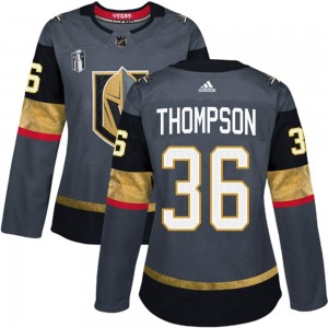 Women's Adidas Vegas Golden Knights Logan Thompson Gold Gray Home 2023 Stanley Cup Final Jersey - Authentic
