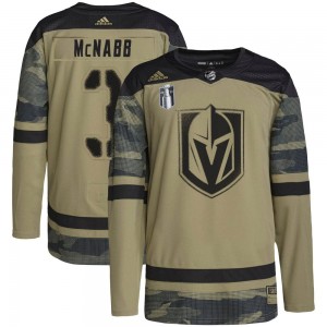 Youth Adidas Vegas Golden Knights Brayden McNabb Gold Camo Military Appreciation Practice 2023 Stanley Cup Final Jersey - Authen