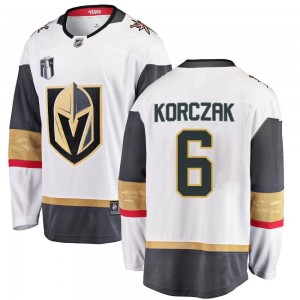 Youth Fanatics Branded Vegas Golden Knights Kaedan Korczak Gold White Away 2023 Stanley Cup Final Jersey - Breakaway