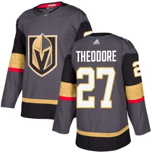 Men's Adidas Vegas Golden Knights Shea Theodore Gold Gray Jersey - Authentic