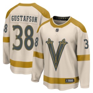Men's Fanatics Branded Vegas Golden Knights Jordan Gustafson Gold Cream 2024 Winter Classic Jersey - Breakaway