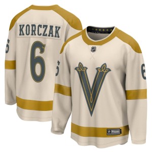 Men's Fanatics Branded Vegas Golden Knights Kaedan Korczak Gold Cream 2024 Winter Classic Jersey - Breakaway