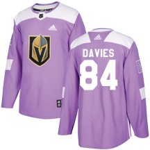Men's Adidas Vegas Golden Knights Jeremy Davies Purple Fights Cancer Practice Jersey - Authentic