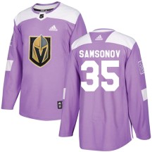 Men's Adidas Vegas Golden Knights Ilya Samsonov Purple Fights Cancer Practice Jersey - Authentic